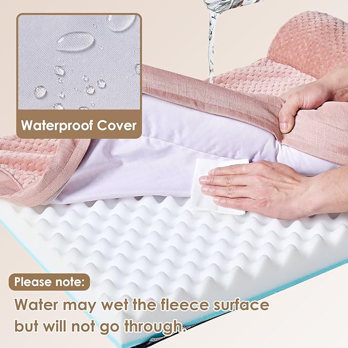 EHEYCIGA Memory Foam Dog Bed Medium Sized Dogs, Waterproof Dog Bed Orthopedic with Washable Removable Cover, Non-Slip Pet Bed Couch for Crate, 30x20x6 Inches, Pink