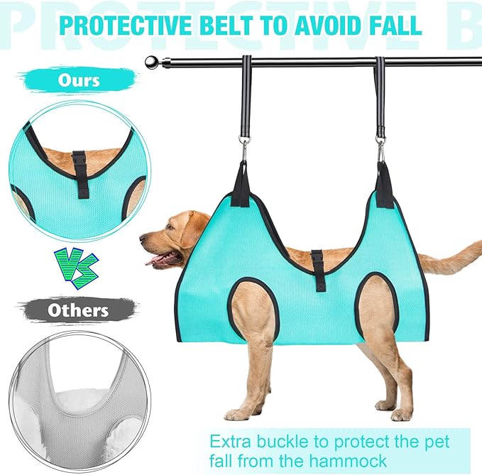 Dog Grooming Hammock - Upgrade Pet Grooming Harness for Nail Trimming (XXL 120lb), Dog Sling for Nail Clipping, Dog Hanging Holder Hanger for Cutting Nail with Nail Clippers, Green