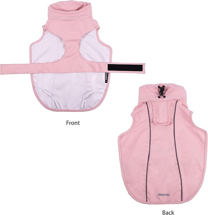 Waterproof Dog Raincoat with Reflective Strip, Adjustable Breathable Rain Coat Jacket with Leash Hole for Dogs (Pink, Large)