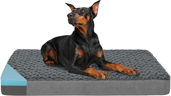 Orthopedic Memory Foam Dog Bed, Cooling Dog Beds for Extra Large Dogs -Waterproof Pet Bed for Crate with Removable Washable Cover, XXL(47inch,110Lbs)