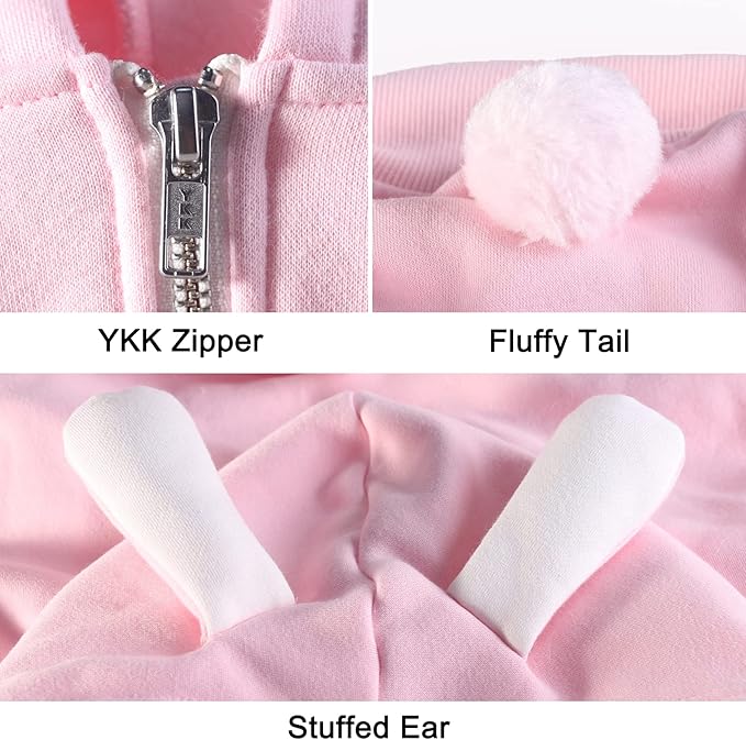 Extra Large Dog Christmas Bunny Costumes Rabbit Hoodies Clothes for Easter Day Halloween Labrador Rottweiler Great Dane, Pink, 4X-Large