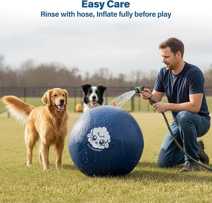 Race&Herd 25" Original XXL Herding Ball for Dogs - Giant Herding Dog Ball Australian Shepherds, Herding Toys, Dog Training Toy for Medium Breeds, Dog Toy for Outdoor Play (for Medium Dogs, Blue)