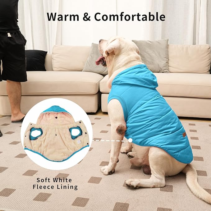 Fleece Lining Extra Warm Dog Hoodie in Winter,Small Dog Jacket Puppy Coats with Hooded,Light Blue XS