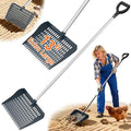 Chicken Poop Scooper & Rake 2-in-1, Pooper Scooper with 13in Wider PP Head & Adjustable Stainless Steel Handle, 33''-69'' Sand Sifting Shovel Litter Scooper for Chicken Coop/Small Farm Animals, Gray