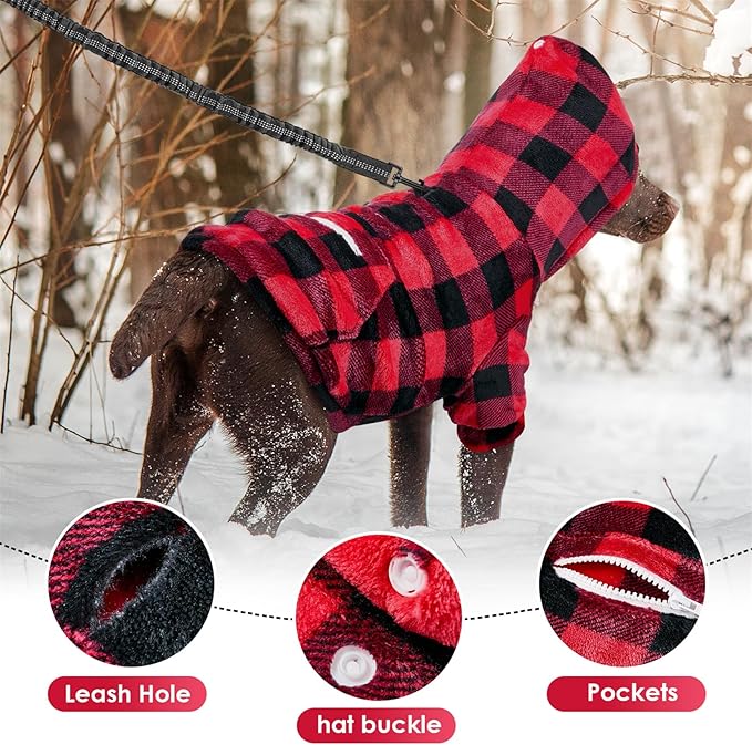 SlowTon Dog Hoodie Tie Dye - Warm Dog Sweater Hoodies with Pocket, Fall Winter Dogs Coat Jacket Pet Outfit Puppy Hooded Sweatshirt Clothes for Small Medium Large Dogs Boy Girl (Red, S)