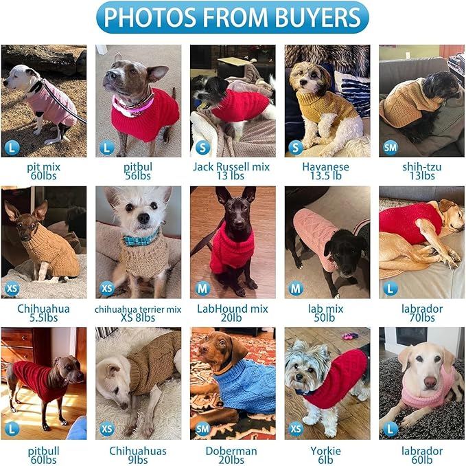 Mihachi Turtleneck Dog Sweater - Winter Coat Apparel Classic Cable Knit Clothes with Leash Hole for Cold Weather, Ideal Gift for Pet in New Year Red X-Large
