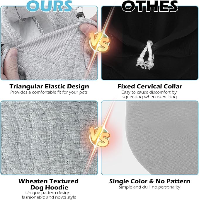 EXPAWLORER Textured Cable Knit Basic Dog Hoodie, Elevated Style Dog Sweater with Leash Hole and Pocket, Soft and Warm Pet Winter Coat, Cold Weather Clothes for Small Medium Large Dogs Cats,Grey XS