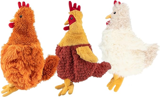 Best Pet Supplies Interactive Squeaky Dog Chew Toy, Ideal Dog Toys for Chewers, Small, Medium & Large Dogs, and Fetch Lovers - Crinkle Chicken (Beige), Large