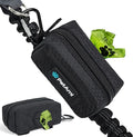 PetAmi Dog Poop Bag Holder for Leash Doggie Waste Bag Dispenser with Clip & Velcro Belt for Puppy Potty Walking Accessories Travel Camping Pet Supplies Zipper Pouch with Trash Bag Roll, Black 1 Pack