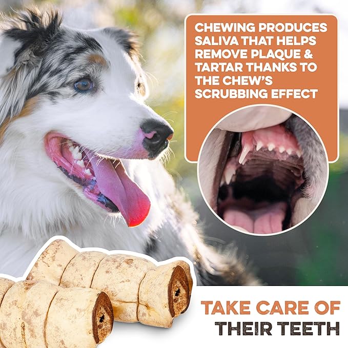 Premium Beef Cheek Rolls for Dogs 5-7" - (5-Pack), Peanut Butter Flavored Long Lasting, Safe & Natural Rawhide Alternative Chews, Ideal for Large Dogs & Aggressive Chewers, Supports Dental Health