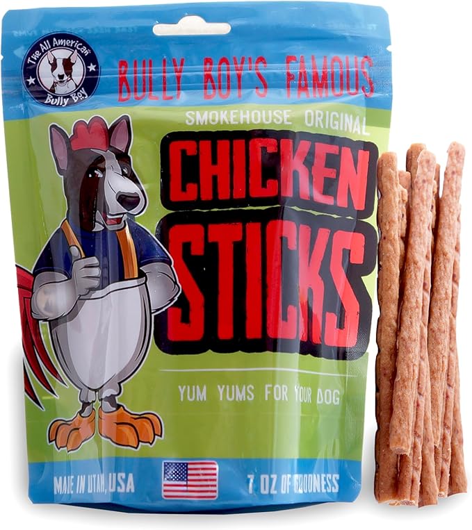Bully Boy's Famous Chicken Sticks Dog Treats | Free from Wheat, Corn, Soy, or Gluten | USA Sourced Ingredients | with Smokehouse Chicken | Made in Utah | 7 oz - 1 Pack