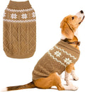 Warm Winter Dog Sweater - Cold Weather Pet Clothes for Small Medium Large Dogs Indoor Outdoor, Soft Classic Knit Puppy Apparel, Khaki, SM