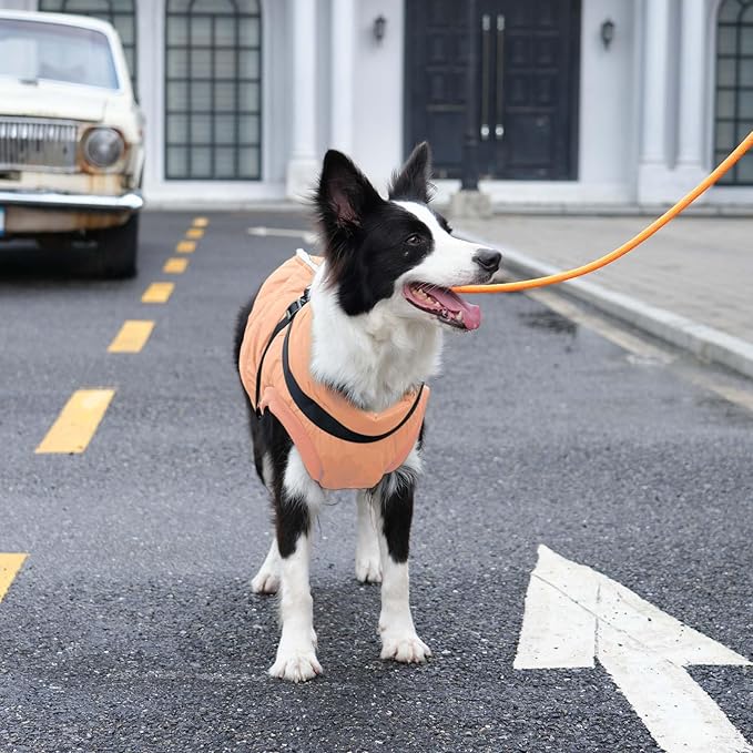 Dog Jacket with Harness,Fleece Lined Warm Puppy Coat for Winter,Soft Windproof Small Dog Vest,LightOrange XS