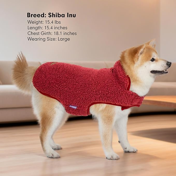 cyeollo Medium Dog Coat, Sherpa Dog Winter Coat Reversible Fleece Dogs Jackets Warm Doggie Sweater Vest for Small Medium Dogs Male with Leash Hole Soft Cold Weather Pet Clothes, Buffalo Plaid XL