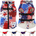 Dogcheer Dog Winter Coat, American Flag Dog Jacket with Harness, Adjustable Puppy Coat with Zipper, Waterproof Pet Fleece Jacket Snowsuit for Small Medium Large Dogs - US Flag L