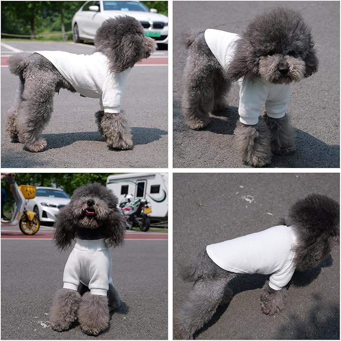 Lovelonglong Ribbed Dog T-Shirt Cotton Knitted Dog Sweaters for All Season Pet T-Shirts for Large Medium Small Dogs Off White 3XL