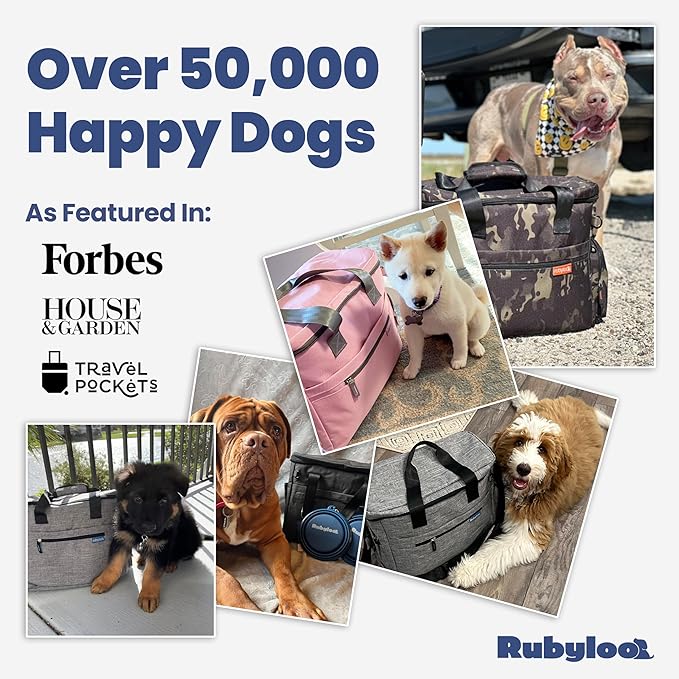 The Original Doggy Bag™ - Complete Dog Travel Bag for Supplies with 2 BPA-Free Travel Bowls & 2 Pet Food Containers - A Dog Mom Gift for Day Trips, Camping, Road Trips & Weekends Away - Lt. Pink