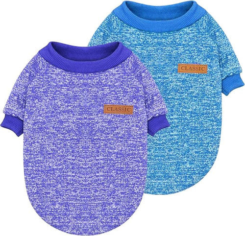 2 Pieces Pet Dog Classic Knitwear Sweater, Fleece Coat for Small,Medium Dogs,Warm Pet Dog Cat Clothes,Soft Puppy Customes for Chihuahua Yorkshire Tzu (Blue Dark Navy,S)