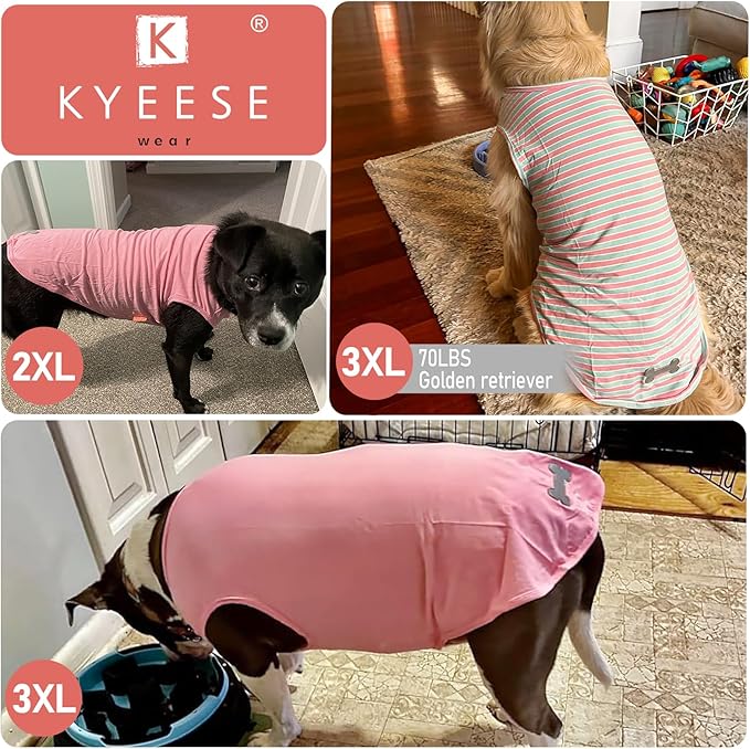 KYEESE 2Pack Dog Shirts Striped T Shirt for Medium Dogs Boy Lightweight Sleeveless Vest Cotton Tank Top Clothes, XX-Large,Green+Striped