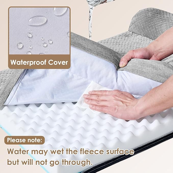 EHEYCIGA Memory Foam Dog Bed Medium Sized Dogs, Waterproof Dog Bed Orthopedic with Washable Removable Cover, Non-Slip Pet Bed Couch for Crate, 30x20x6 Inches, Grey