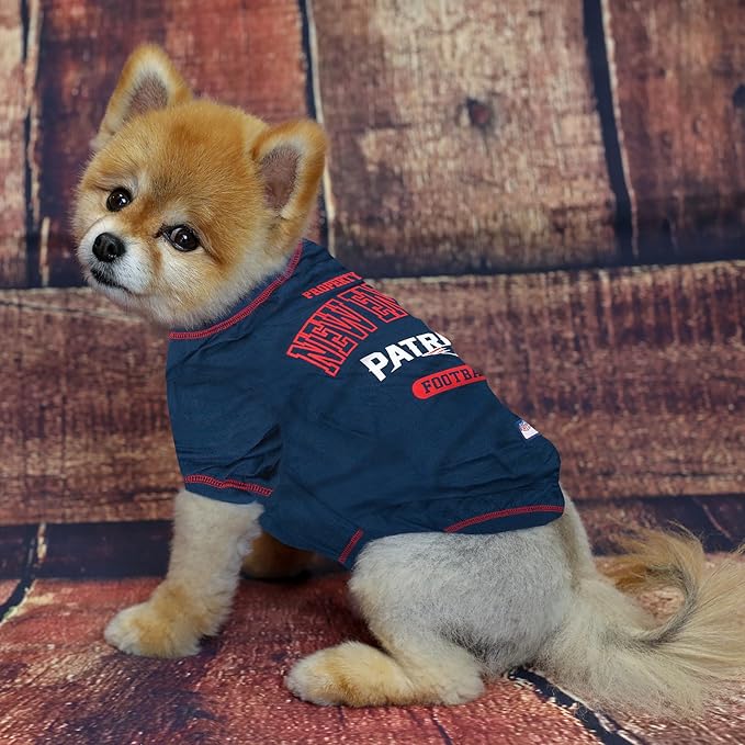 NFL New England Patriots Dog T-shirt Small. - Licensed Shirt for Pets Team Colored with Team Logos- Premium Stretchable Materials for the comfort of your Dog & Cat
