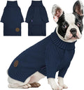 cyeollo Dog Sweaters for Medium Dogs Boy, Stretchy Warm Turtleneck Doggy Clothes for Fall Winter, Thermal Knit Pet Apparel with Sleeves, Navy XL