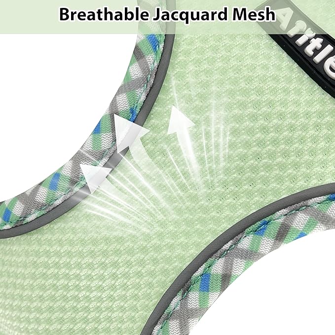 AIITLE Small Dog Harness - Breathable Double-Layer Jacquard No-Choke Vest, Durable Anti-Tear Fabric with Reflective Trim - Perfect for Running, Parties, Daily Walks (Sage, XS)