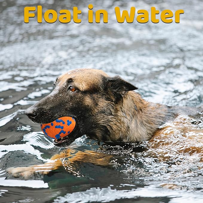 Dog Balls, Indestructible Dog Toy Ball for Aggressive Chewers, Durable High Elasticity Interactive Ball for Training Dog Catch and Fetch, Large Medium Small Dog and Puppies(Orange, 3in, 2pcs)