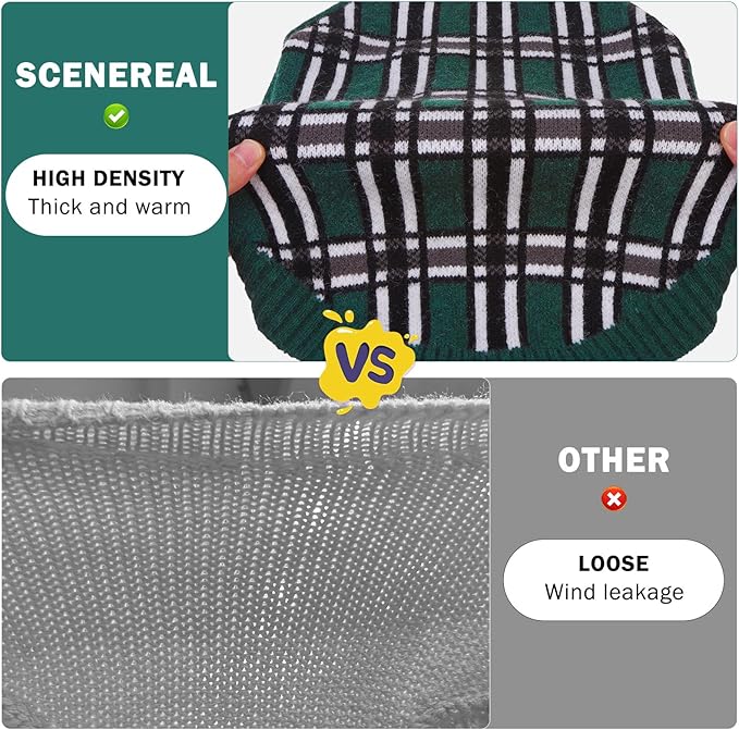 SCENEREAL Turtleneck Dog Sweater for Small Medium Large Dogs Girls Boys, Christmas Plaid Pullover Puppy Sweatershirt, Dogs Cold Weather Outfit Clothes, Ideal Gift for Pet in New Year, Green Plaid SM