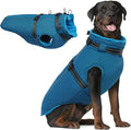 PUMYPOREITY Snow Jacket for Large Dogs Waterproof, Warm Dog Winter Coat with Harness Built in, Fleece Jacket with Back Zipper, Cold Weather Coats for Outdoor, Windproof Pet Snowsuit, Blue, 3XL
