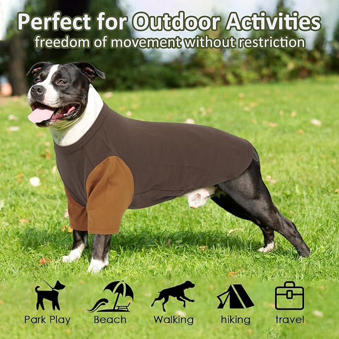 2 Pack X-Large Dog Shirts - Breathable Lightweight Basic Tees, Durable Moisture-Wicking Clothes for Beagle, Bullmastiff, Sleeping Hot Summer Day Outdoor Activities, Travel, Seaside, Brown