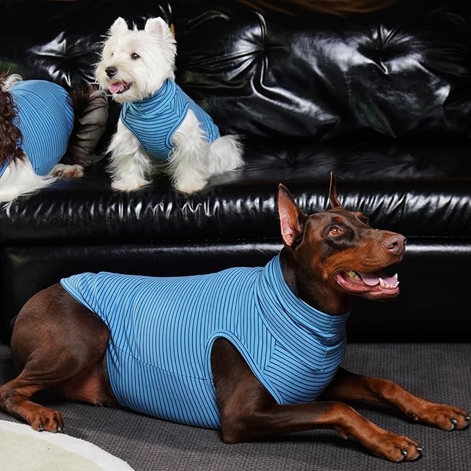ROZKITCH Dog Shirt for Large Dogs Giant Breeds Sweater Pet Hoodie & Vest, Breathable Cozy Pullover for Stylish & Functional Design BlueStripe 3XL