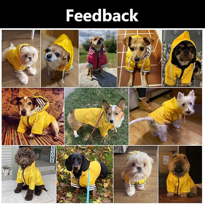 Dog Raincoat rain Jacket Raincoat Dogs Waterproof Small Medium Breeds Zip Closure Storage Pocket Harness Hole Red S