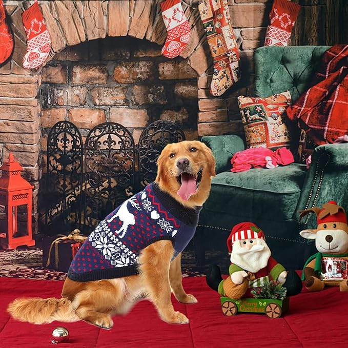 SCENEREAL Dog Sweater for Large Sized Dogs Girl Boy, Turtleneck Pullover Winter Puppy Clothes, Christmas Outfits, Pet Sweatshirt Apparel Knitwear for Golden Retriever, Labrador, Rottweiler, XL