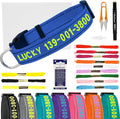 Personalized Embroidered Dog Collar - Custom Hand-Stitched Name & Number, Reflective Adjustable Pet Collar for Small/Medium/Large Dogs & Cats, Durable Nylon with Steel D-Ring (Navy Blue, Medium)