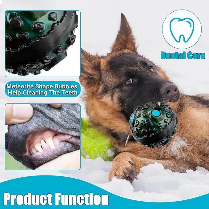 Honoson 2 Pcs Dog Ball for Aggressive Chewers, Indestructible Interactive Dog Toy with Squeaky Giggle, Elastic Rubber Wobble Chew Toy for Small Medium Large Dogs, Teeth Cleaning