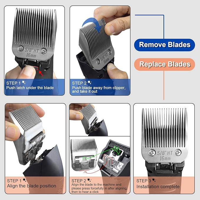 Pet Dog Grooming Detachable Ceramic Blades Kit,Compatible with Andis,Oster A5,Wahl KM10 Clippers,Cut Length 1/100"(0.25mm) to 3/4" (19mm),12 Pack (12 Pack)