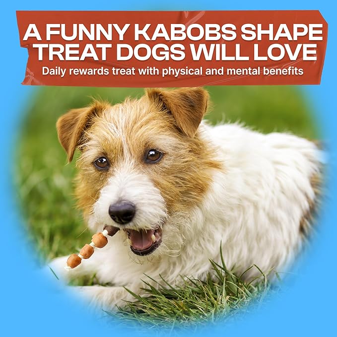 PETPHABET Dog Kabobs Treats - 5 Flavors Training Snacks, Healthy Puppy Chews for Small Medium Large Breeds, Made with Chicken, Sweet Potato, Duck, Cheese & Rawhide Sticks 14oz
