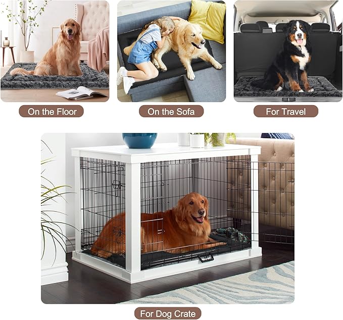 2 Pack Dog Bed for Large Medium Small Dogs,Reversible Rectangle Dog Bed,Washable Orthopedic Durable Sofa Bed for Pet Sleeping Puppy Cat-S-Grey