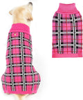 PUPTECK Dog Sweaters for Large Medium Small Dogs - Fall Classic Plaid Style Puppy Holiday Winter Coat Clothes Warm, Fuschia, ML