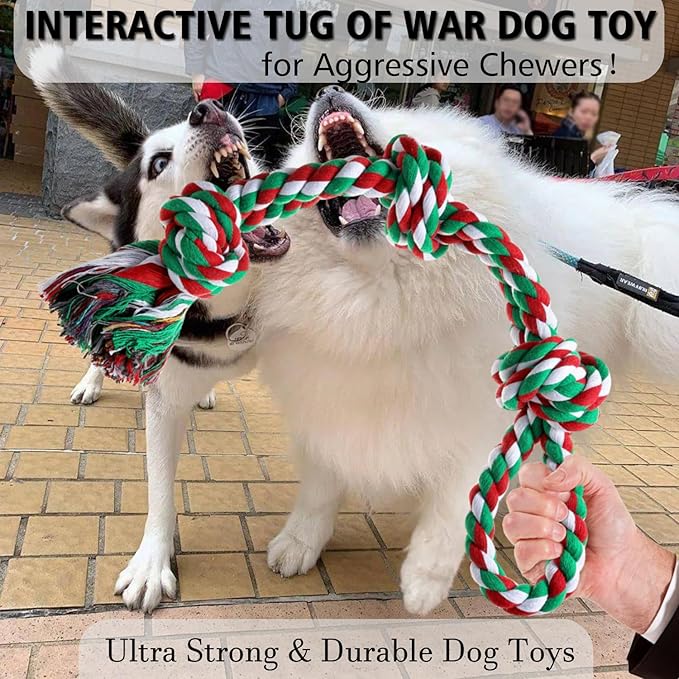 Dog Rope Toys, Indestructible Dog Toy, Dog Chew Toys for Aggressive Chewers, Tough Puppy Teething Chew Toys for Boredom, Dental Cleaning Tug of War Dog Toy, Great for Small to Large Breed