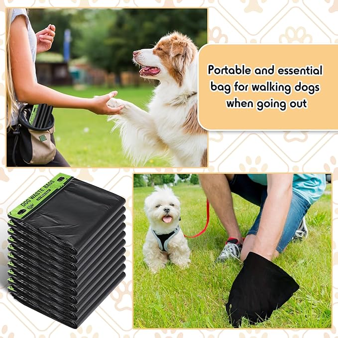 Ireer 5000 Pcs 50 Counts 5000 Pcs Header Bag Bulk Dog Pet Waste Bags Poop Easy Single Pull for Poop Dog Waste Station Fit Hang Hole Dispenser Home Outdoor (Black)