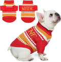 Dog Sweater for Small Medium Dogs & Cats, Classic Turtleneck Knitted Striped Pet Sweater, Warm Winter Soft Christmas Outfit for Boy & Girl Dogs, Medium