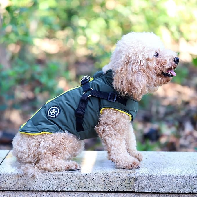 Norbi Dog Coat - Winter Jacket with Built-in Harness, Adjustable Warm Coats for Small to Large Dogs in Cold Weather