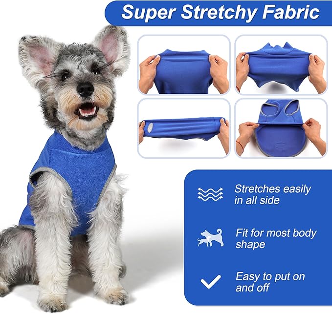 cyeollo 2 Pack Fleece Dog Sweater Pullover Pet Sweatshirt Reflective Lightweight Dog Clothes Sweaters for Large Dogs Boy Girl Pet Apparel Blue, Mist Blue, XXXL