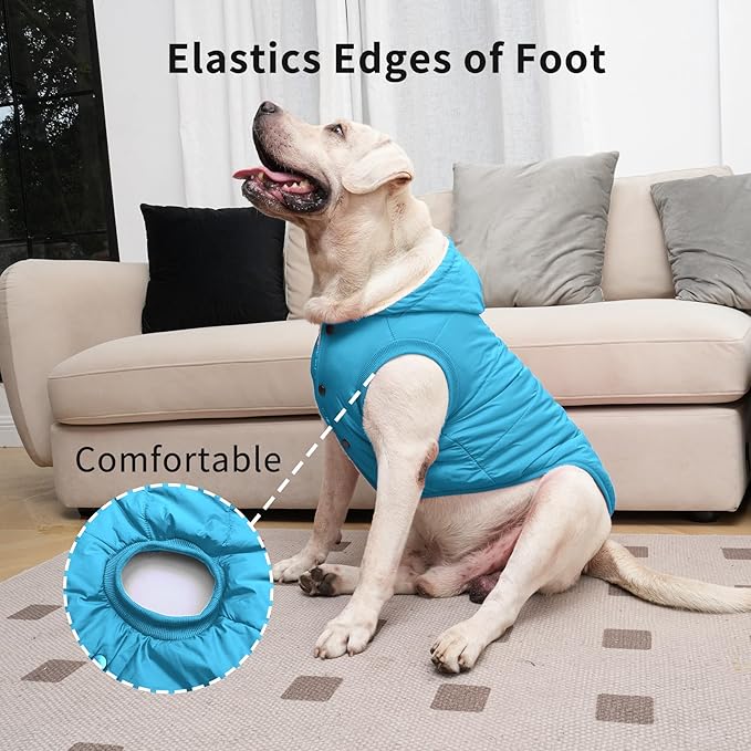 Fleece Lining Extra Warm Dog Hoodie in Winter for Large Dogs Jacket Pet Coats with Hooded,Light Blue XXL