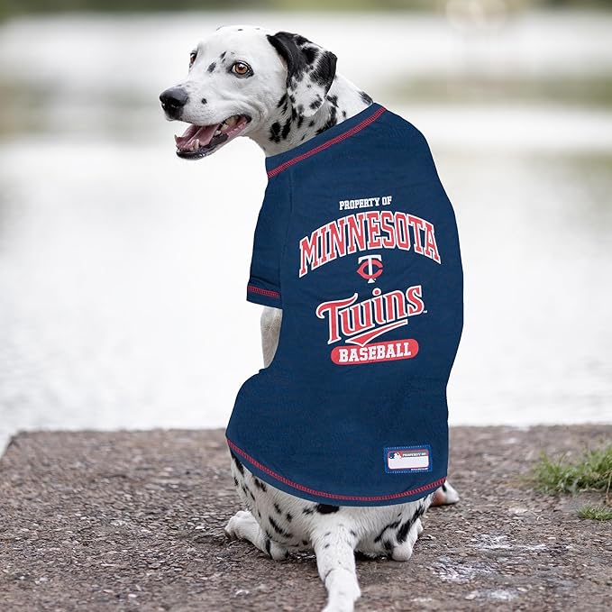 MLB Minnesota Twins Dog T-Shirt, Medium. - Licensed Shirt for Pets Team Colored with Team Logos. - Premium Stretchable Materials for The Comfort of Your Dog & cat.
