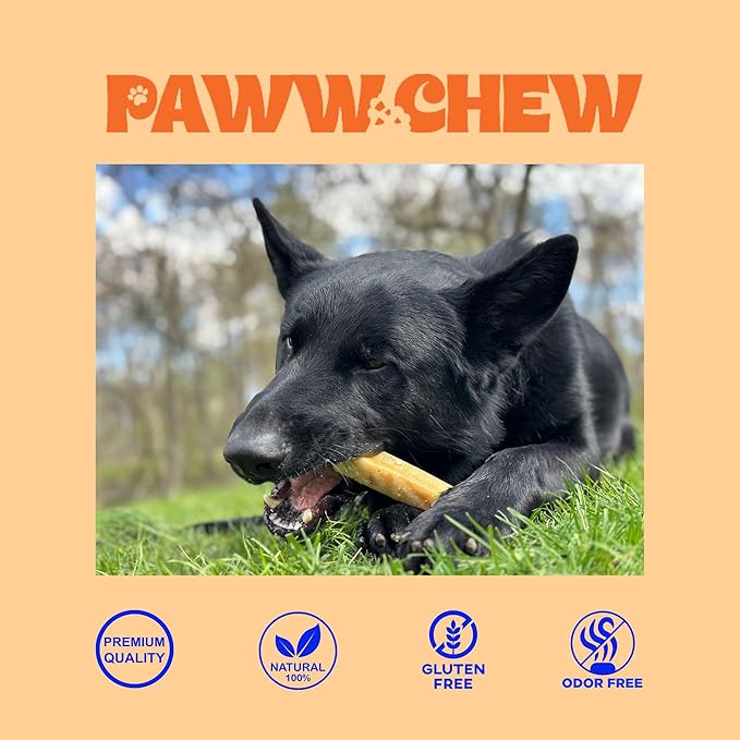 Paww Chew Yak Chews For Large Dogs - 100% Natural, Long Lasting Dog Treats, (Large - 4 Pack) High Protein, Great for Oral Health, Odor-Free, Gluten-Free, Limited Ingredients Yak Bone for Power-Chewers