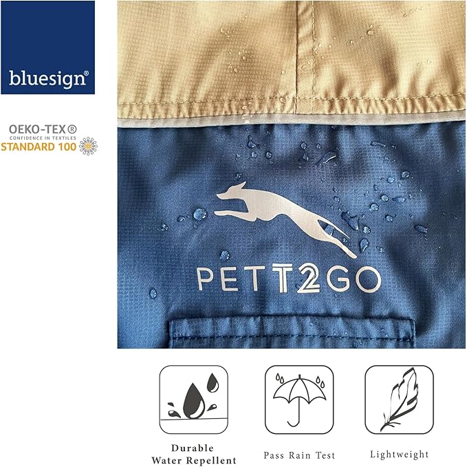Dog Lightweight Windbreaker, Pet Outdoor Sports Jacket, 0.5 lbs,3 in One, Hooded, Easy on/Off with Collar and Harness, Reflective Piping, Packable, Dog Hiking/Camping, Navy Blue-3XL