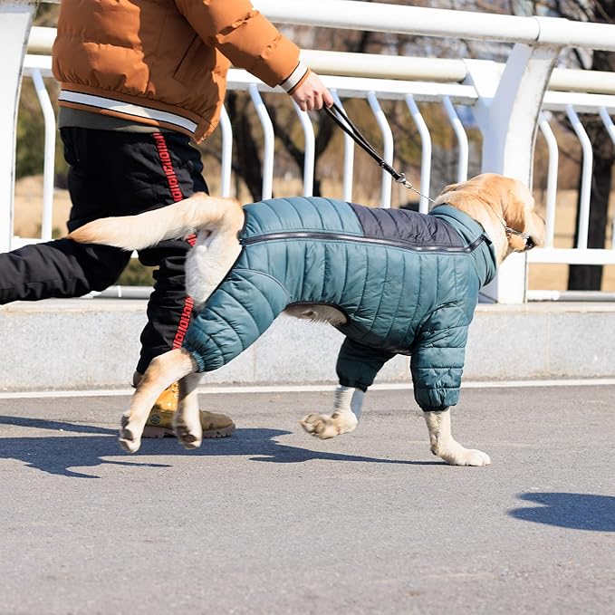 Lovelonglong Dog Coat - Warm Jacket, 4 Legs Covered Waterproof Windproof Reflective Dog Vest, Zippered Adjustable Outdoor Snow Jacket for Small to XXXXL Dogs, ArmyGreen